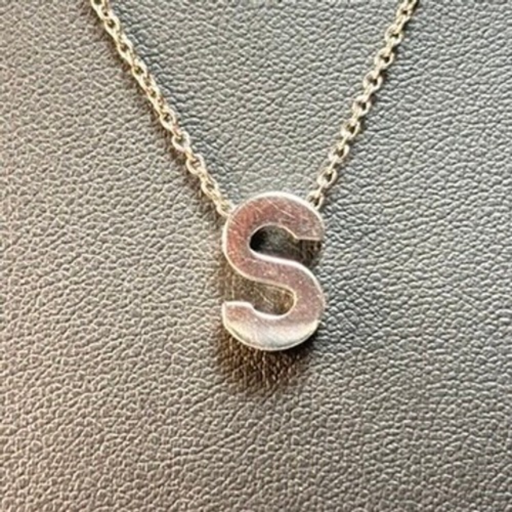 Initial S Pendant Necklace Silver Tone Minimalist Y2K Streetwear 90s Style Boho